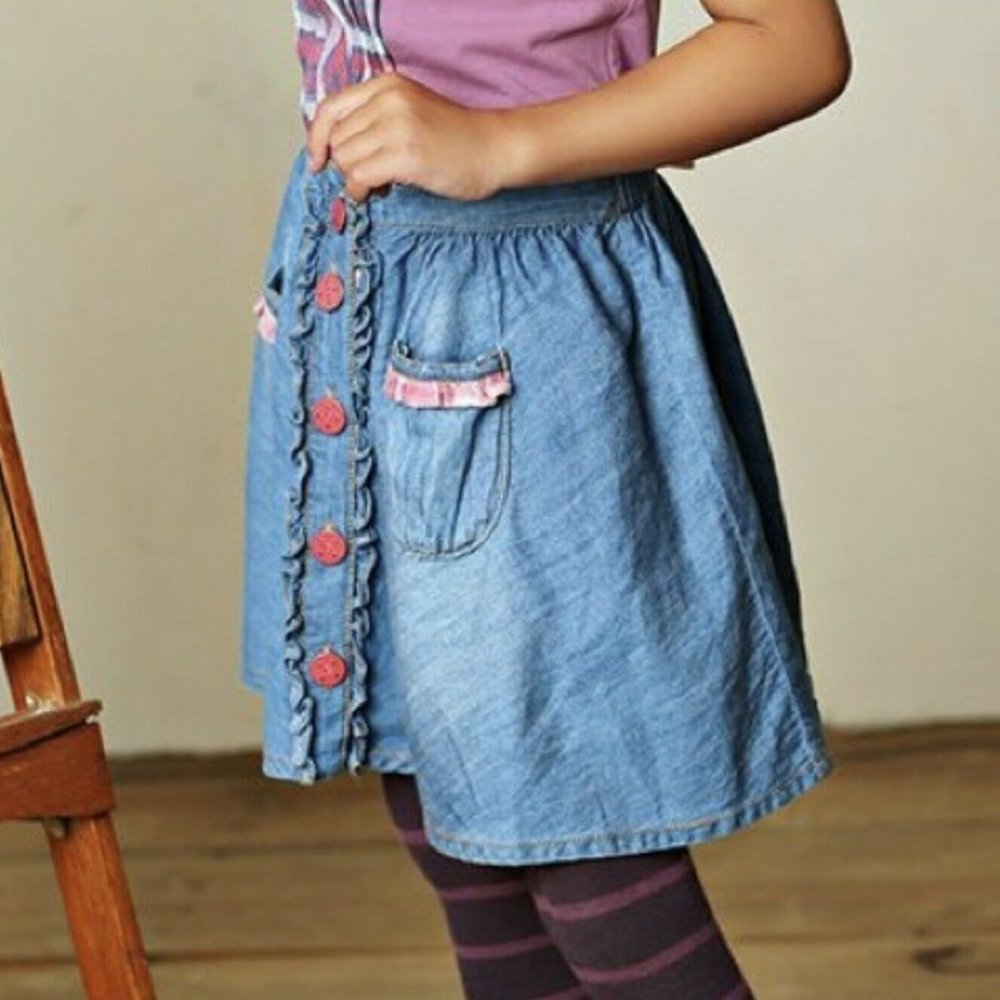 Matilda Jane Blue Denim Skirt with Pink Accents